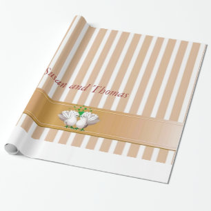 Papel De Presente ouro de listras de casamento