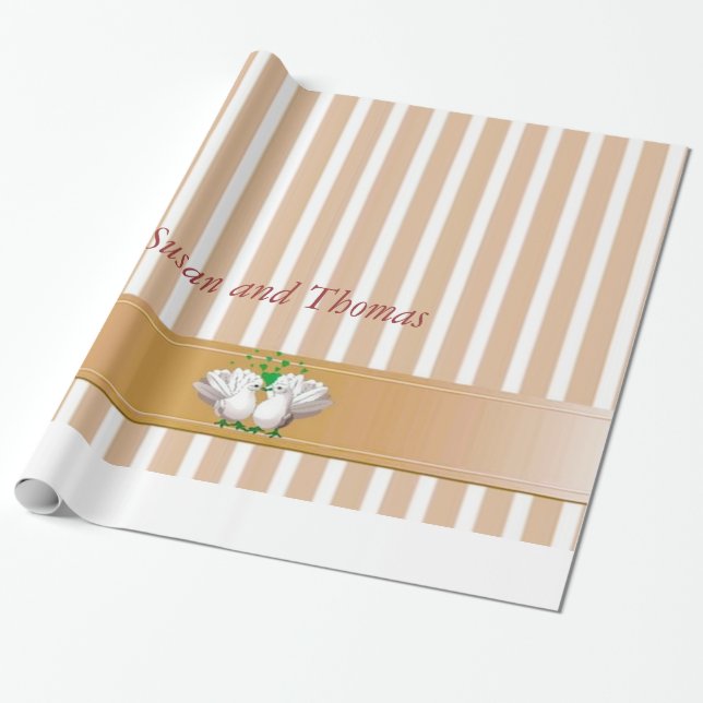 Papel De Presente ouro de listras de casamento (Desenrolado)
