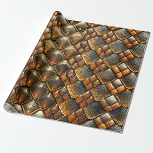 Papel De Presente ouro de pele de cobra e brilho