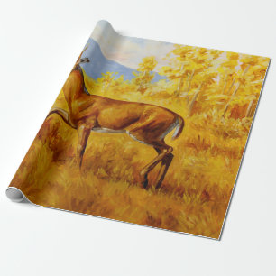 Papel De Presente Ouro De Veado De Branca Aspen Woods
