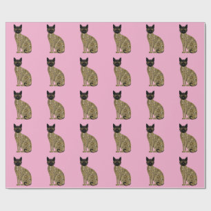 Papel De Presente Ouro Decorativo Gustav Klimt Estilo preto de Gato