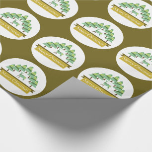 Papel De Presente Ouro Deer Forest Feliz Vestido de Natal