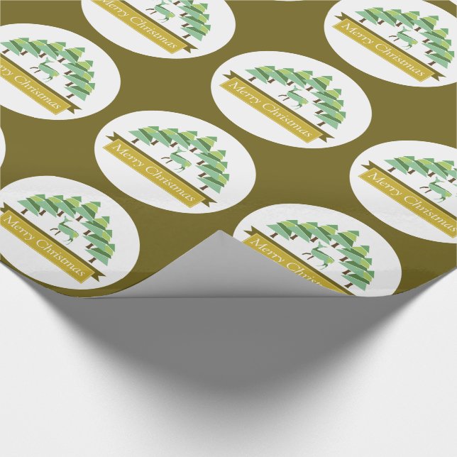 Papel De Presente Ouro Deer Forest Feliz Vestido de Natal em Círculo (Ponta)