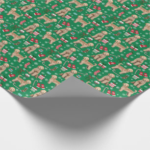 Papel De Presente Ouro Doodle Dog Natal