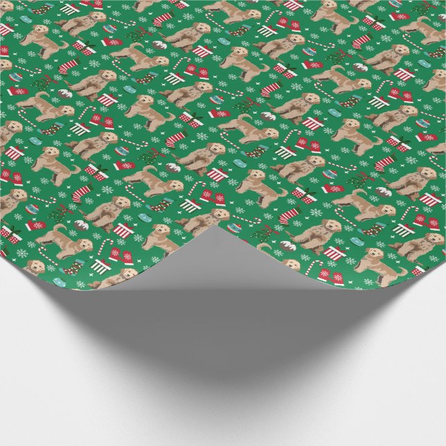 Papel De Presente Ouro Doodle Dog Natal (Ponta)