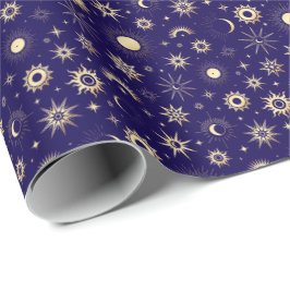 Papel De Presente Ouro e Azul Celestial
