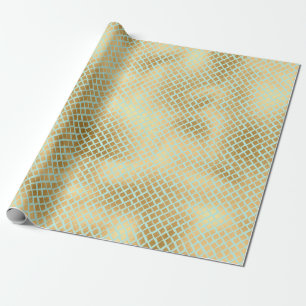 Papel De Presente Ouro e Mint Snakeskin