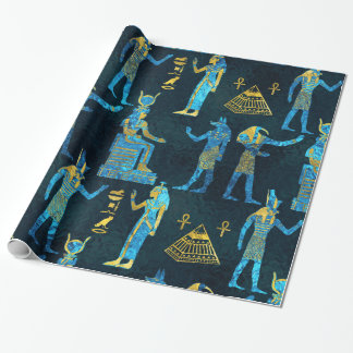 Papel De Presente Ouro egípcio e teste padrão de vidro azul