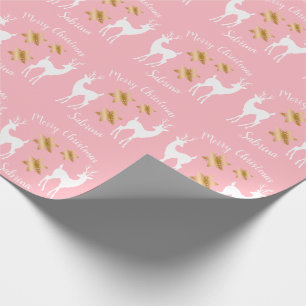 Papel De Presente Ouro elegante Cama de Neve Feliz de Natal