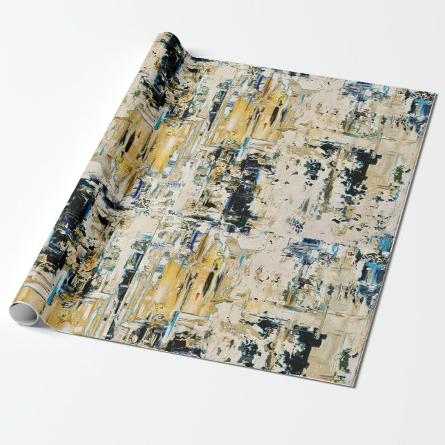 Papel De Presente Ouro entre o papel de envolvimento do cascalho (Desenrolado)