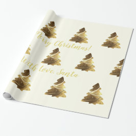 Papel De Presente Ouro Feliz Árvore de Natal com Velas Elegantes