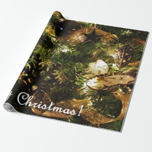 Papel De Presente Ouro Feliz Natal