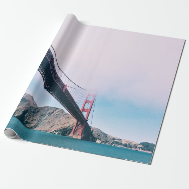 PAPEL DE PRESENTE OURO GATE BRIDGE CALIFORNIA (Desenrolado)