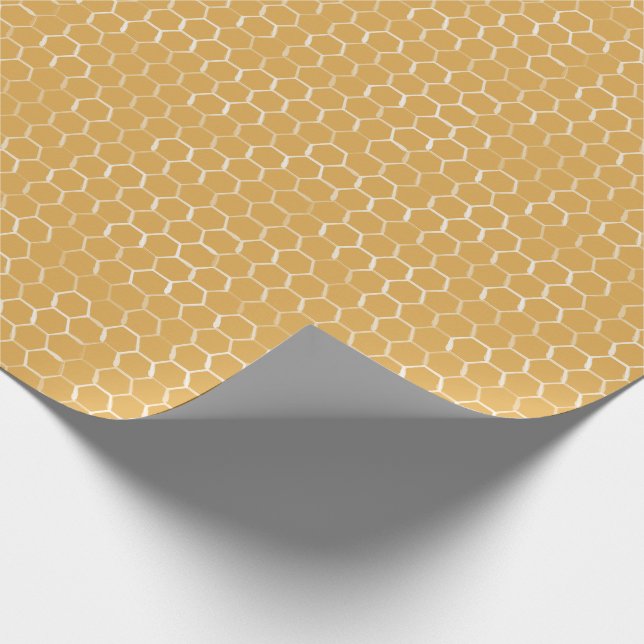 Papel De Presente Ouro Honeycomb Pattern (Ponta)