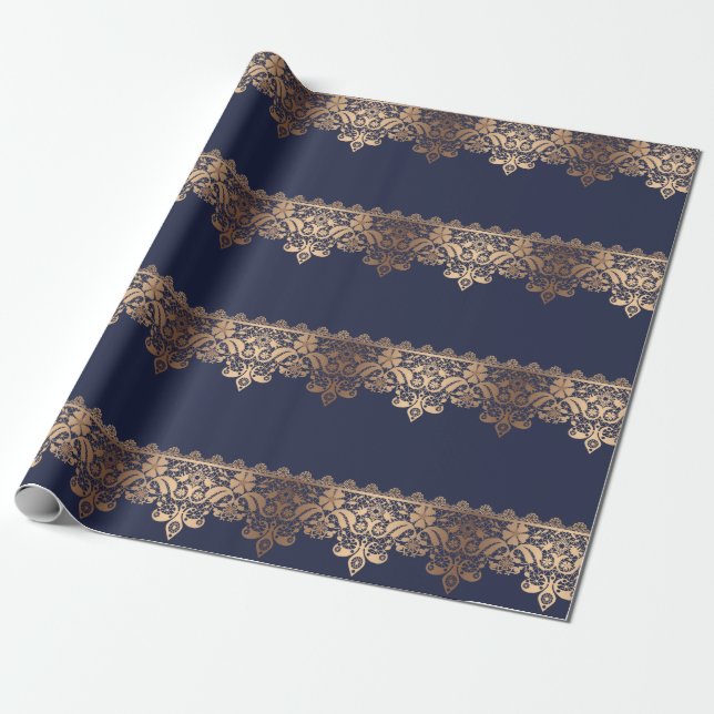 Papel De Presente Ouro lace romântico decor gradient bronze lacy fe (Desenrolado)