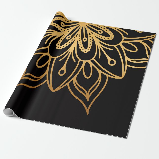 Papel De Presente Ouro Mandala (Desenrolado)