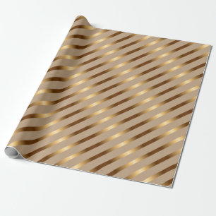 Papel De Presente Ouro Metálico - faixas Diagonais