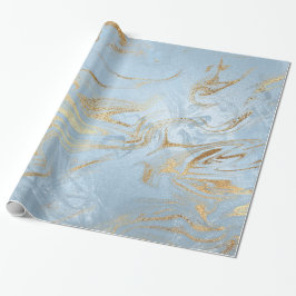 Papel De Presente Ouro moderno e brilhante mármore azul