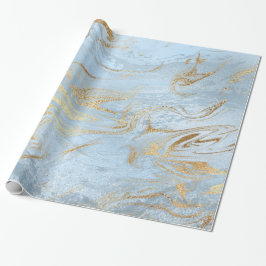 Papel De Presente Ouro moderno elegante e brilho azul-claro