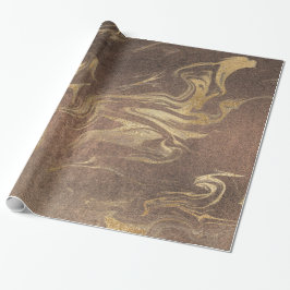 Papel De Presente Ouro moderno elegante e mármore castanho