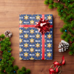 Papel De Presente Ouro Monograma Hanukkah David Star Em Azul Marinho<br><div class="desc">Experimente a elegância de uma estonteante estrela ouro do padrão David,  perfeita para celebrar o espírito festivo de Chanucá. Este design contrasta maravilhosamente com os fundos preto,  branco e marinho azul,  fazer seu feriado realmente especial.</div>