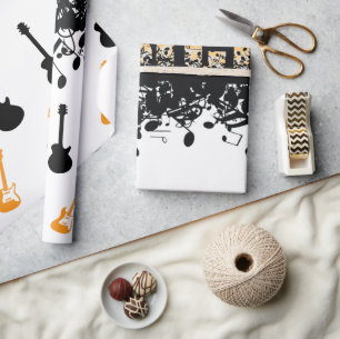 Papel De Presente Ouro Music Note Classic Wraping Paper
