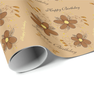 Papel De Presente Ouro Oat Floral Birthday Wrap