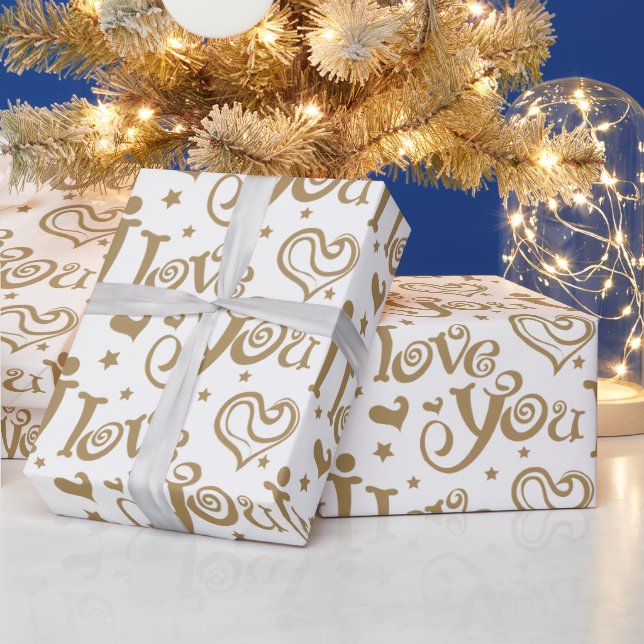Papel De Presente Ouro Ocasiao Especial Eu Te Amo (Feriados)