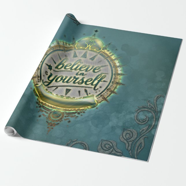 Papel De Presente Ouro Paths Acredite em si mesmo. (Desenrolado)