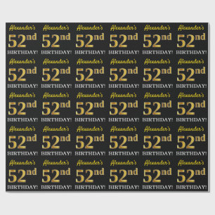 Papel De Presente Ouro preto, de imitação "52nd ANIVERSÁRIO "
