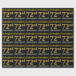 Papel De Presente Ouro preto, de imitação "72nd ANIVERSÁRIO "