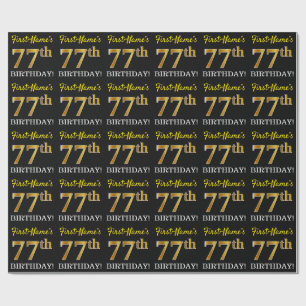 Papel De Presente Ouro preto, de imitação "77th ANIVERSÁRIO "