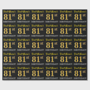 Papel De Presente Ouro preto, de imitação "81st ANIVERSÁRIO "
