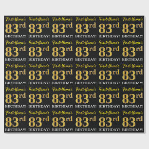 Papel De Presente Ouro preto, de imitação "83rd ANIVERSÁRIO "