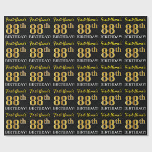 Papel De Presente Ouro preto, de imitação "88th ANIVERSÁRIO "
