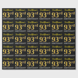 Papel De Presente Ouro preto, de imitação "93rd ANIVERSÁRIO "