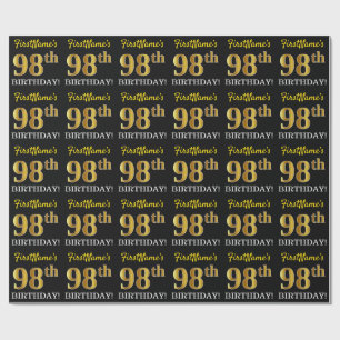 Papel De Presente Ouro preto, de imitação "98th ANIVERSÁRIO "