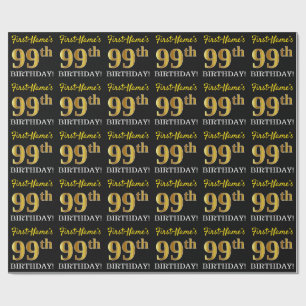 Papel De Presente Ouro preto, de imitação "99.o ANIVERSÁRIO "