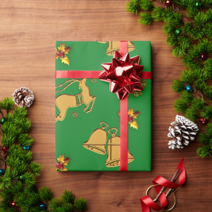 Papel De Presente Ouro Reindeer - Natal Verde