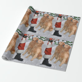 Papel De Presente Ouro Retriever Acredite no Natal