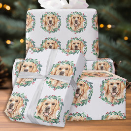 Papel De Presente Ouro Retriever Elegant Dog Natal