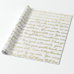 Papel De Presente Ouro Romântico Moderna Tipografia de Casamento Scr<br><div class="desc">Dar presentes de casamento em uma tipografia de script moderna em falso ouro 'Eu amo você' faz uma apresentação incrível. Ideal para recém-casados,  chá de noiva,  chá de casa nova,  presentes de casamento,  presentes de noivado e muito mais.</div>