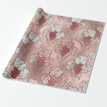 Papel De Presente Ouro Rosado e Rosa Beije tema de vinho francês<br><div class="desc">Papel de embrulho com padrão de vinhedo de uva vintage de Paris..</div>