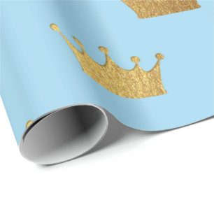 Papel De Presente Ouro Royal Blue King Crown Heraldic Princess