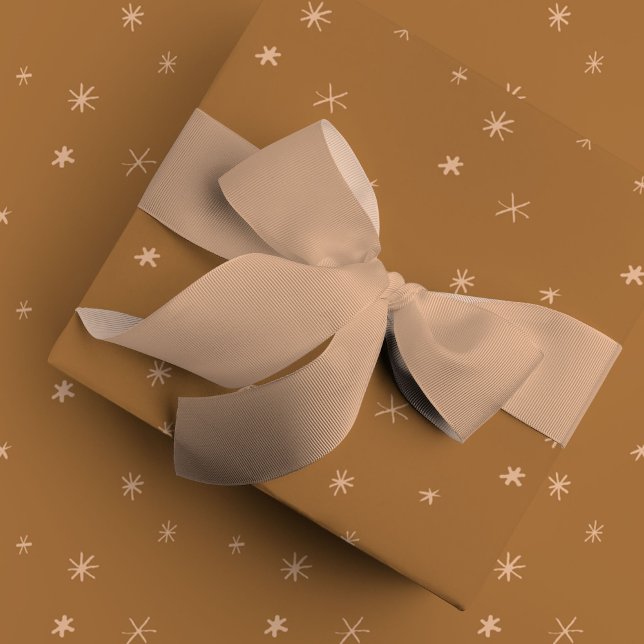 Papel De Presente Ouro Star Pattern Wraping Paper (Brown wrapping paper with blush pink stars festive gift wrap.)