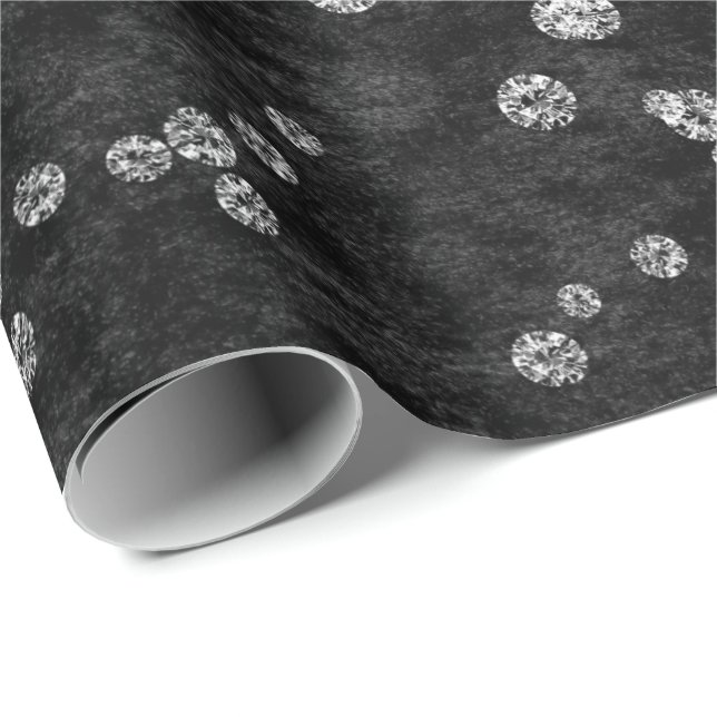 Papel De Presente Ouros Confetti Black White Velvet Elegante (Ponta do rolo)