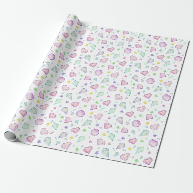 Papel De Presente Ouros Espalhados De Pastel Cujo Corte Se Espalhou (Desenrolado)