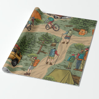 Papel De Presente Outdoor recreation vintage seamless pattern with h