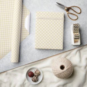 Papel De Presente Outono Antigo Retro Gingham Trigo Dourado