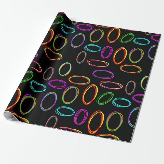 Papel De Presente Ovalos Neon  (Desenrolado)